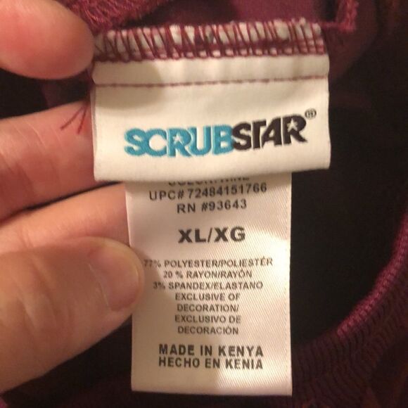 Scrubstar XL Burgundy Wine Drawstring Scrub Pants - Picture 12 of 14